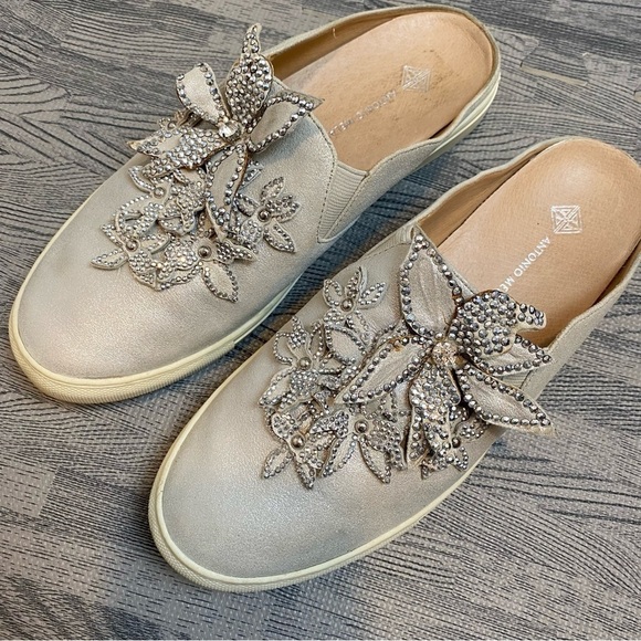 Antonio Melani Lorra Rhinestone Metallic Leather Sneaker Mule - Picture 12 of 15